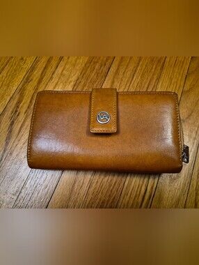 Vintage Valentina Leather Continental Bifold Wallet Cognac Brown